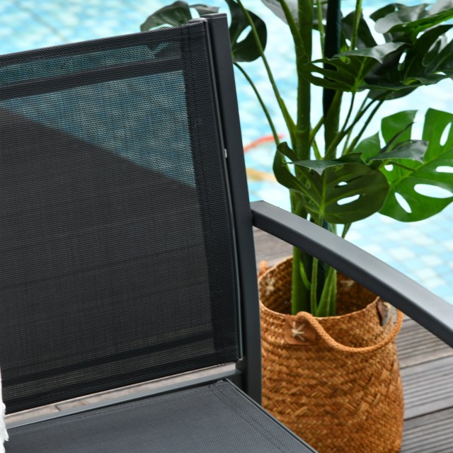 Outsunny Outdoor Lounge, σετ 4 τεμαχίων με 1 τραπεζάκι σαλονιού, 2 καρέκλες κήπου και 1 μεταλλικό πάγκο, μαύρο 84B-508
