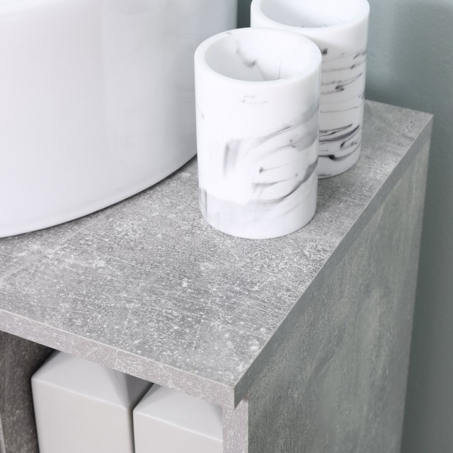 Ντουλάπι kleankin Under Sink με U-Carving και 6 Ξύλινα Ράφια, 60x30x68cm - Λευκό / Γκρι 834-382GY