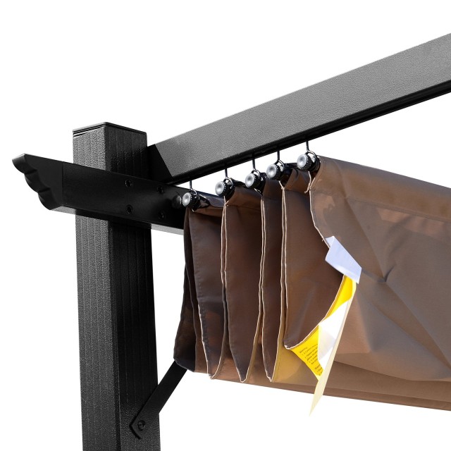 Outsunny Gazebo Garden Pergola 3X4m Συρόμενο πανί σε αδιάβροχη κατασκευή από πολυεστέρα και αλουμίνιο 84C-055BK