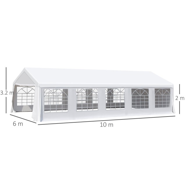 Outsunny Garden Gazebo 10x6m με αφαιρούμενους τοίχους και παράθυρα, ατσάλι και πολυεστέρα 100110-047W