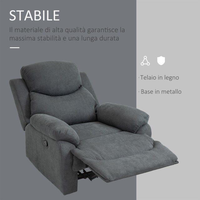 Homcom Ανακλινόμενη πολυθρόνα Relax Καναπές Εργονομική καρέκλα με ανακλινόμενη πλάτη και στήριγμα ποδιών 97 x 96 x 105.5 cm 833-852CG