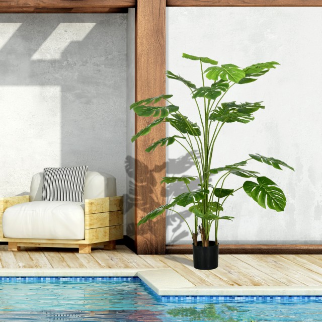 HOMCOM Τεχνητό φυτό Monstera Ύψος 180 cm για εσωτερική και εξωτερική χρήση με γλάστρα 830-800V01GN