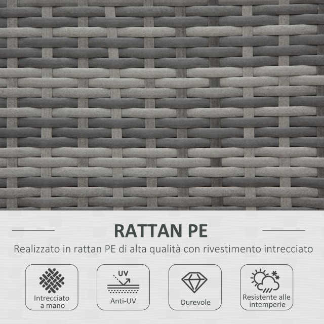 Outsunny 4-Pece PE Rattan Garden Lounge με γωνιακό καναπέ και τραπεζάκι σαλονιού με ποτήρι, γκρι 860-189