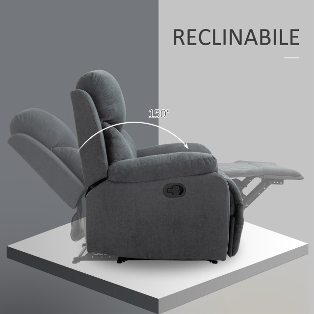 Homcom Ανακλινόμενη πολυθρόνα Relax Καναπές Εργονομική καρέκλα με ανακλινόμενη πλάτη και στήριγμα ποδιών 97 x 96 x 105.5 cm 833-852CG