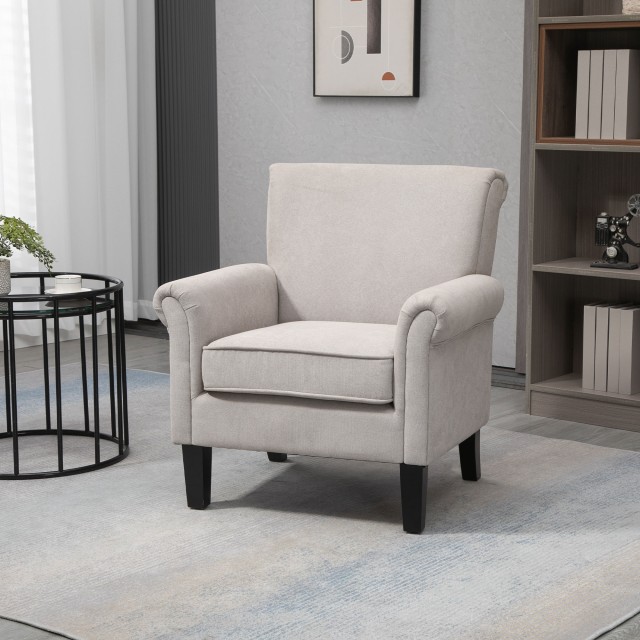HOMCOM Nordic Style Furnishing Πολυθρόνα με μπράτσα, σε ξύλο και πολυεστέρα, 79x78x87 cm, γκρι και καφέ 839-456V00GY