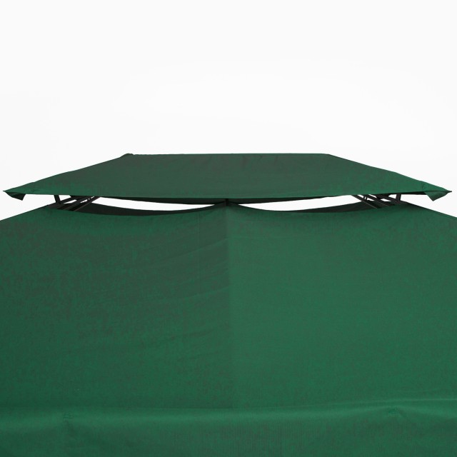 Outsunny 4x3m 2-Tier Polyester Gazebo κάλυμμα με ιμάντες και 10 οπές αποστράγγισης, πράσινο 84C-102GN