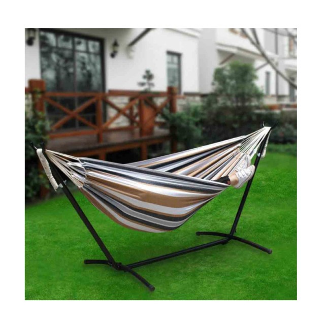 Υφασμάτινη Διπλή Αιώρα 200 x 150 cm Χρώματος Καφέ Hoppline HOP1000120-5