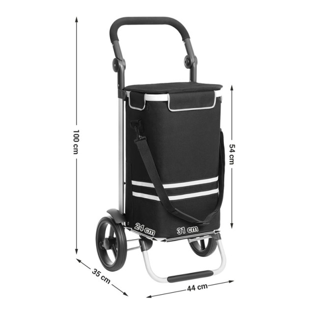 Υφασμάτινο Πτυσσόμενο Καρότσι Λαϊκής 44 x 27 x 100 cm Χρώματος Μαύρο Songmics KST03BK