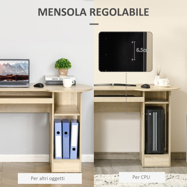 Γραφείο Η/Υ γραφείου HOMCOM με ράφια, συρτάρια και ξύλινο ράφι για κεφαλάρι, 125x60x74cm 836-471ND