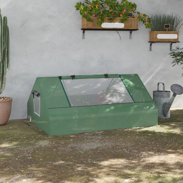 Θερμοκήπιο Outsunny Steel Garden με επίστρωση PE, πόρτες και παράθυρα σε ρολό, 180x140x80cm, πράσινο 845-153V00DG