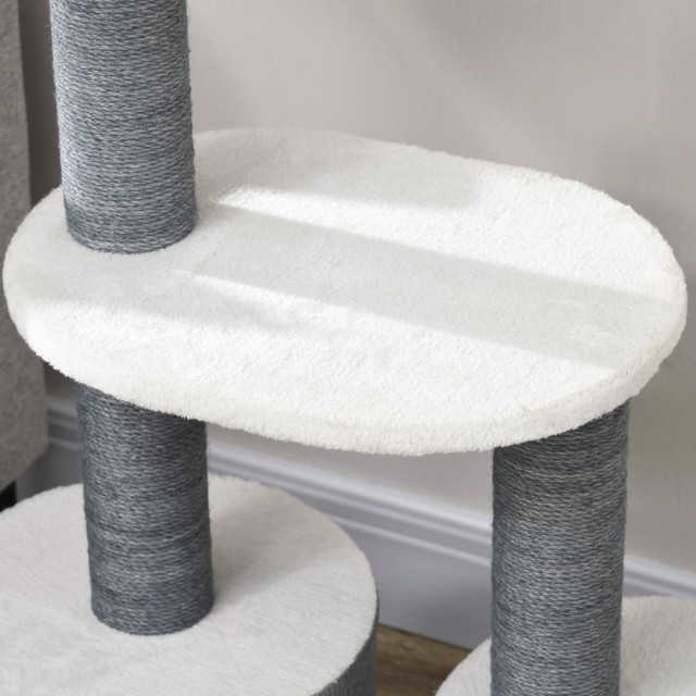 PawHut Cat Tree με κρεβάτι, σπίτι και στύλο, 55,5x30,5x98 cm, λευκό D30-621V00WT