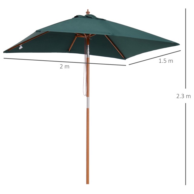 Outsunny ορθογώνια ομπρέλα μπαμπού και Polyester, Anti-UV Green 2x1...