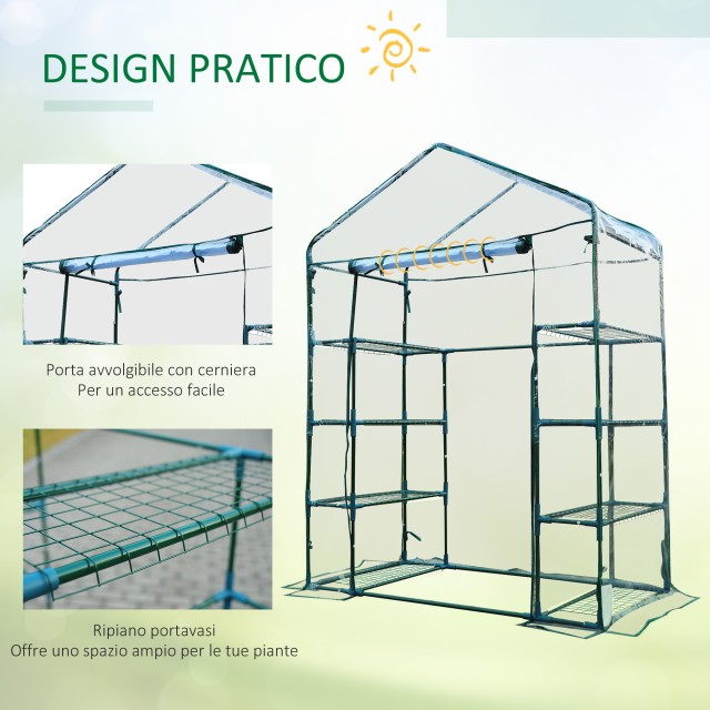 Μεταλλικό Θερμοκήπιο με 8 Ράφια 143 x 73 x 195 cm Outsunny 01-0482