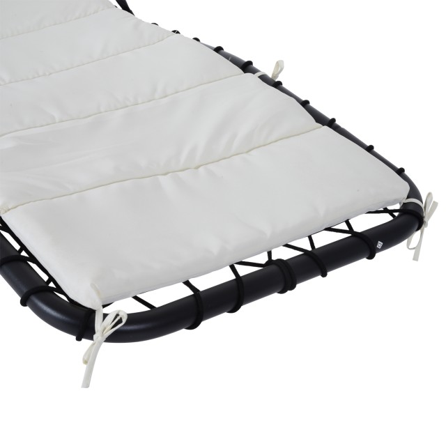 Outsunny Sun Lounger Chaise Longue Ξαπλώστρα με Canopy Cream 190 11...