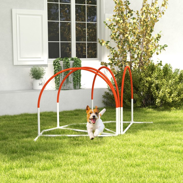PawHut Agility Dog Σετ 4 τεμαχίων με 4 μανταλάκια και τσάντα μεταφοράς, σε PE και ABS, 89x69x99 cm, Λευκό και Πορτοκαλί D07-042V00OG