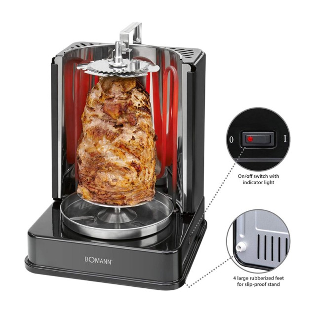Electric Vertical Rotisserie - Chicken and Skewers 1400 W Bomann DVG3006