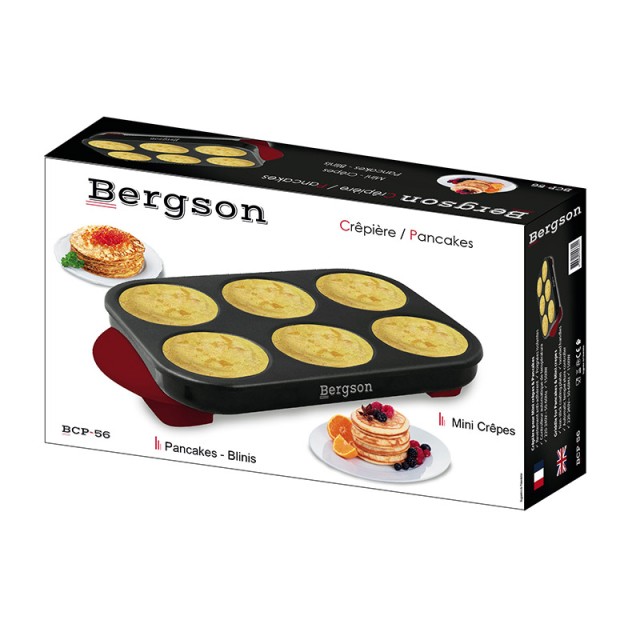 Ηλεκτρική Συσκευή για Κρέπες και Pancakes 6 Θέσεων 1500 W Bergson B...