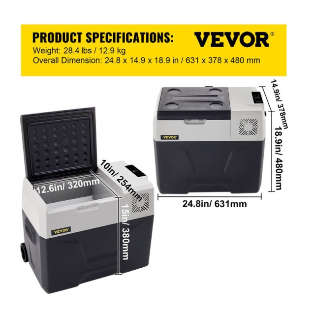 Ηλεκτρικό Φορητό Ψυγείο με 2 Ρόδες 40 Lt 60W 12/24V VEVOR BX-YSSCZBXSH-XC40V2