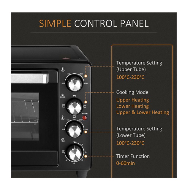 Ηλεκτρικό Φουρνάκι 32 Lt 1600 W HOMCOM 800-087BK