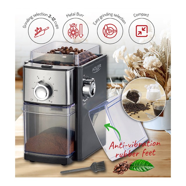 Ηλεκτρικός Μύλος Άλεσης Καφέ 300 W Burr Adler AD-4448