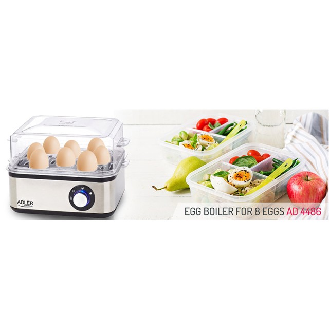 Ηλεκτρικός Βραστήρας Αυγών 8 Θέσεων 800 W Adler AD-4486