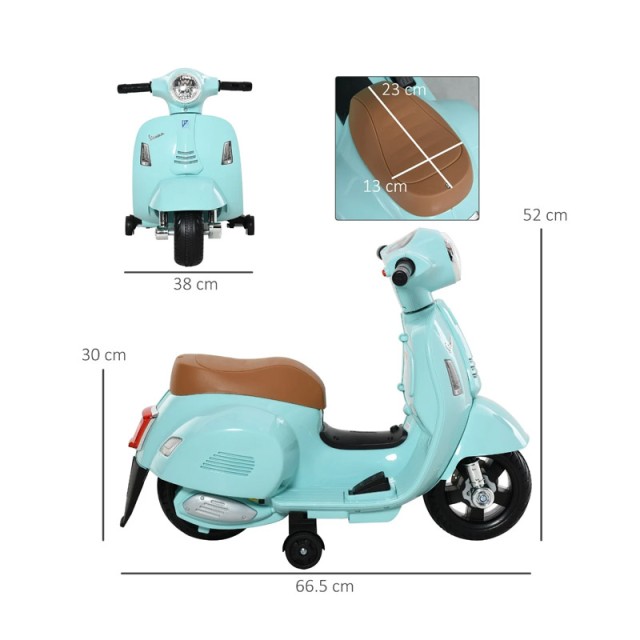 Ηλεκτροκίνητη Μηχανή Vespa 6 V Χρώματος Mint HOMCOM 370-138GN