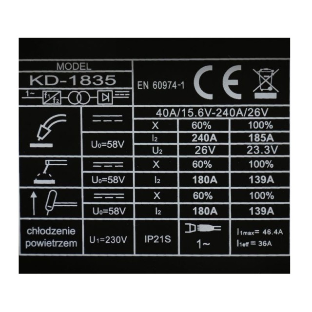 Ηλεκτροκόλληση Inverter MIG / MAG MMA TIG-LIFT 240A IGBT PWM Kraft&Dele KD-1835