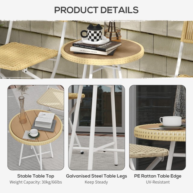 Τραπεζάκι σαλονιού Outsunny Modern Garden σε Rattan and Steel, 50x50x55 cm, μαύρο και ξύλο 867-192V00ND