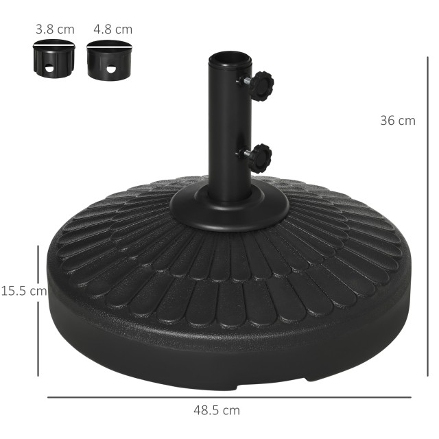 Outsunny βάση ομπρέλας κήπου διαμέτρου 38-48mm με πλαϊνή γέμιση, Ø48,5x36cm 84D-198V00BK