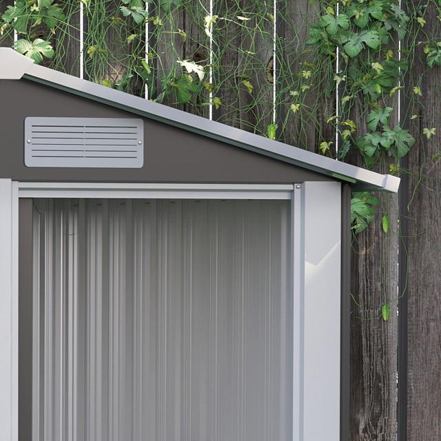 Outsunny Garden Shed Ατσάλινο εργαλειοθήκη, κεκλιμένη οροφή και 4 αεραγωγοί, 152x132x188cm 845-291V01