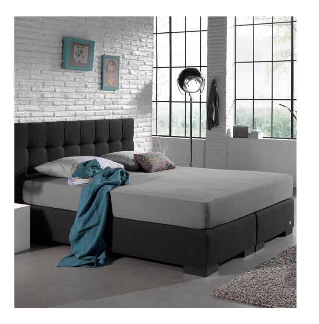 Υπέρδιπλο Σεντόνι Dubbel Jersey με Λάστιχο 160 x 200 x 30 cm Χρώματος Γκρι Dreamhouse 8717703801804