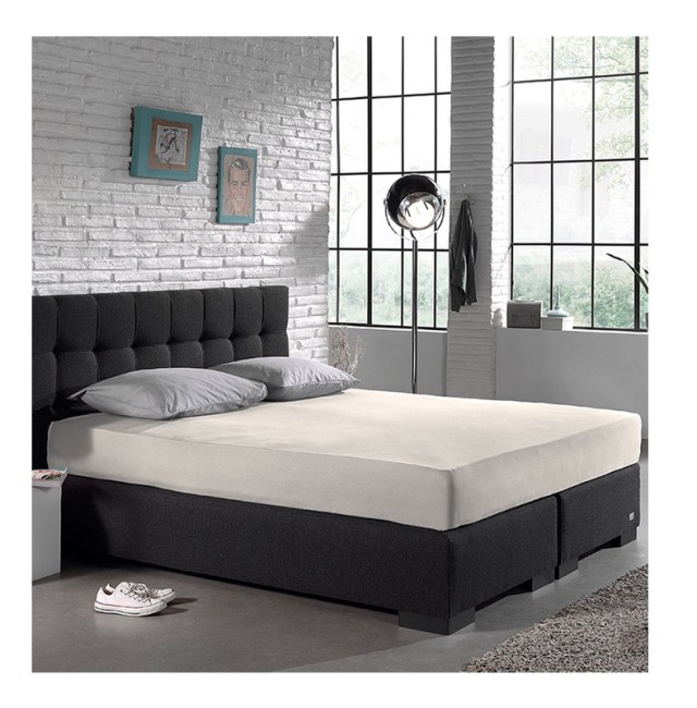 Υπέρδιπλο Σεντόνι Jersey με Λάστιχο 160 x 200 x 30 cm Χρώματος Κρεμ Dreamhouse 8717703801248