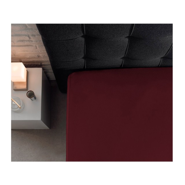 Υπέρδιπλο Σεντόνι Jersey με Λάστιχο 160 x 200 x 30 cm Χρώματος Μπορντό Dreamhouse 8717703801446