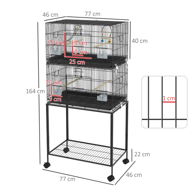 PawHut Bird Cage κατασκευασμένο από ατσάλι και PP, Στοιβαγμένο σχέδ...