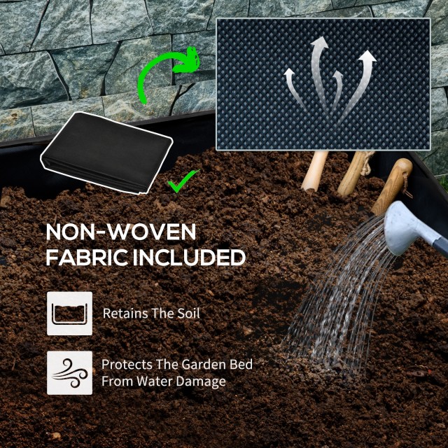 Outsunny Garden Planter με τρύπα αποστράγγισης και ρόδες, σε ξύλο ελάτης, 89x48x47 cm, μαύρο 845-910V00BK