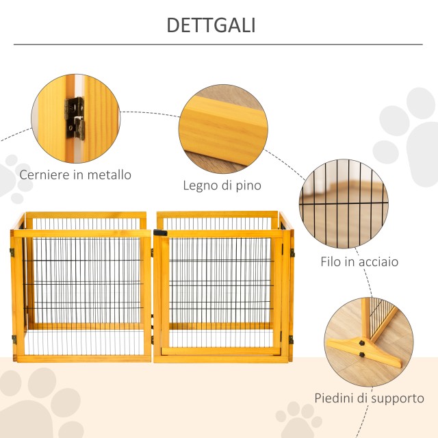 PawHut Gate για Small / Medium Dogs από ξύλο και ατσάλι με 6 πτυσσόμενα πάνελ, 432x36x70cm D06-118YL