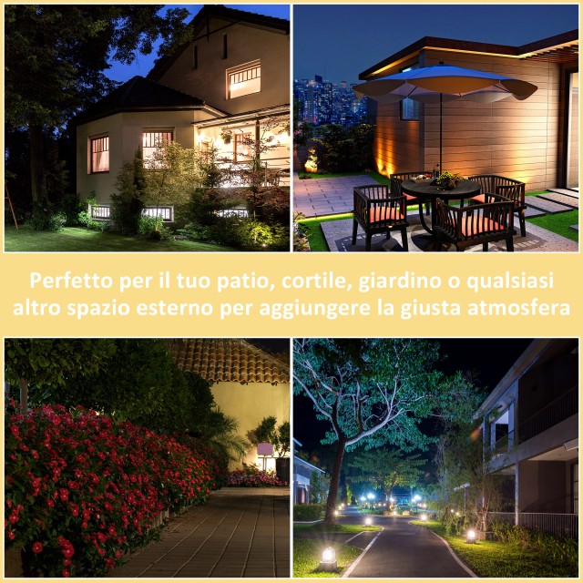 Outsunny Solar Powered Outdoor Light with Dimmable Brightness, Αλουμίνιο, Φ23,5x60cm, Μαύρο B30-008