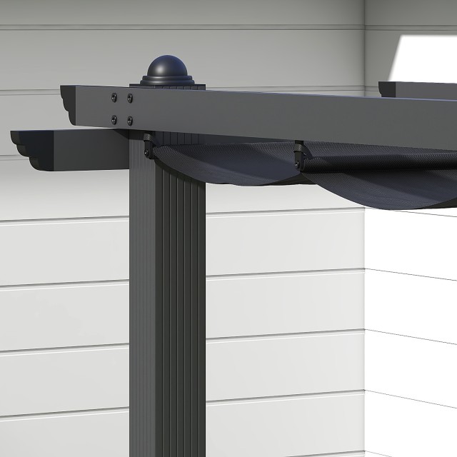 Pergola Gazebo 3x3 m με 8 οπές αποστράγγισης, σε αλουμίνιο, μέταλλο και πολυεστέρα, σκούρο γκρι 84C-478V00CG