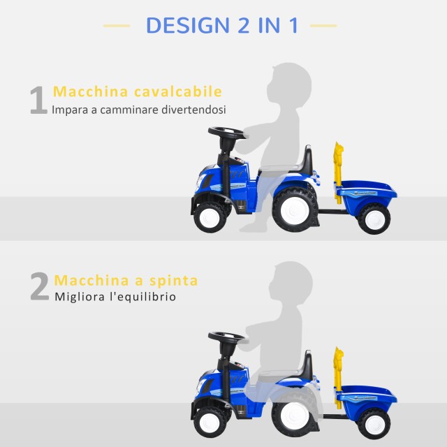 Παιδικό τρακτέρ HOMCOM Ride-on με τρέιλερ, τσουγκράνα και φτυάρι 12...