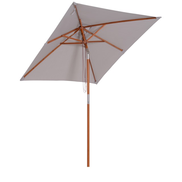 Outsunny ανακλινόμενη ομπρέλα κήπου 2x1,5m, 6 νευρώσεις και γκρι ξύλινο κοντάρι 84D-017GY