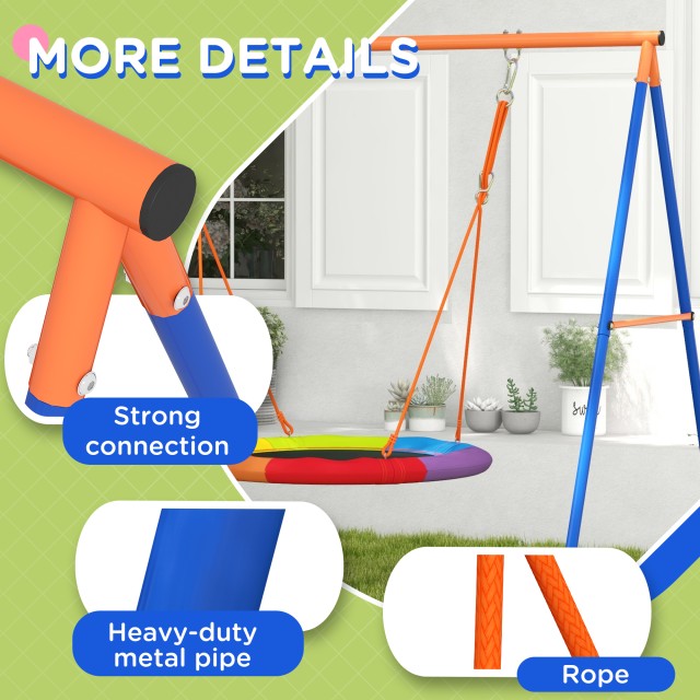 Outsunny Garden Nest Swing για 1-2 Παιδιά σε ενισχυμένο μέταλλο, 196x172x180cm, Πολύχρωμη 344-076V00MX