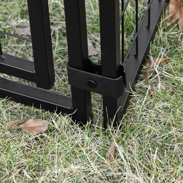 PawHut Foldable Dog Run με κάλυμμα, 8 πάνελ με πόρτα που κλειδώνει, 141x141x113cm, Μαύρο D02-095