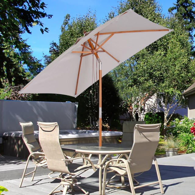 Outsunny ανακλινόμενη ομπρέλα κήπου 2x1,5m, 6 νευρώσεις και γκρι ξύ...