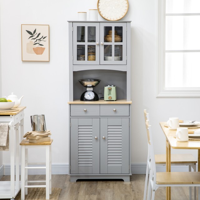 Ξύλινος Μπουφές 68 x 39.5 x 170 cm Χρώματος Γκρι HOMCOM 835-276V00GY