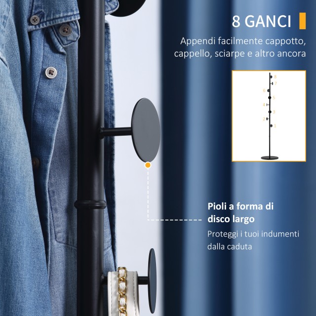 Παλτό HOMCOM με 8 γάντζους, ατσάλινη κρεμάστρα για είσοδο και υπνοδ...