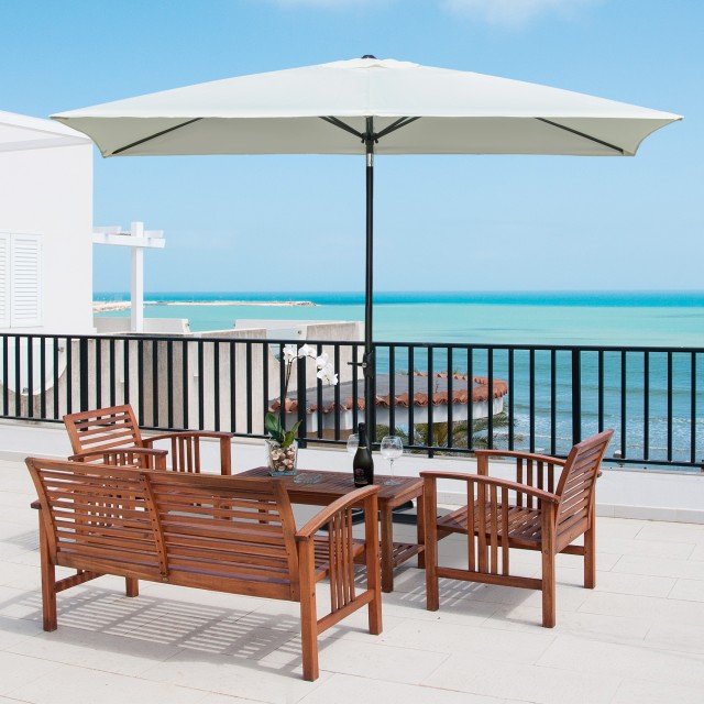 Ομπρέλα Κήπου Outsunny Ορθογώνια 200x300cm Ανοιγόμενη μανιβέλα και Ρυθμιζόμενη Κλίση, Μπεζ 84D-158BG