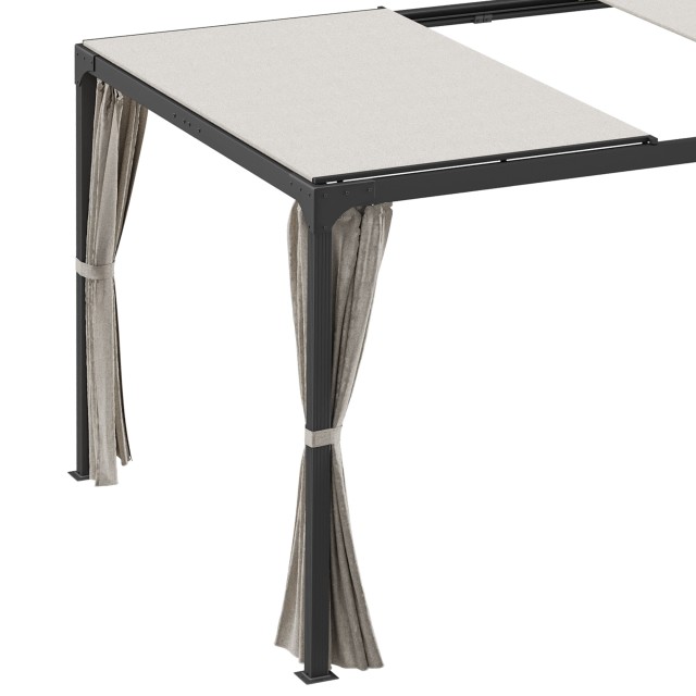 Outsunny Pergola Gazebo με Πλαϊνές Τέντες και Ηλιοροφή, Κιόσκι Κήπου με Κατασκευή Αλουμινίου και Χάλυβα, 3x3m, Μπεζ 84C-382V00BG