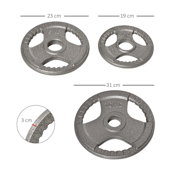 HOMCOM Σετ 6 δίσκων βάρους για Barbell Συνολικό Βάρος 35kg - Γκρι A91-137