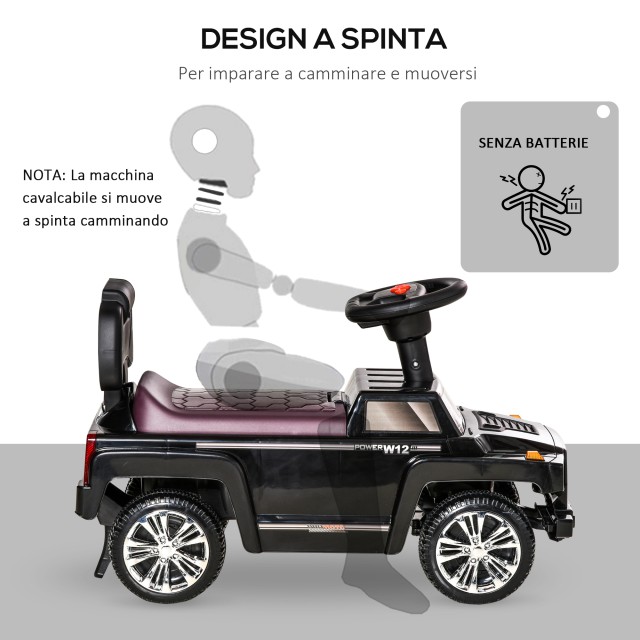HOMCOM Off-Road Toy Car for Kids Ride-on, Lights and Music, Et? 18-36 μηνών - Μαύρο 370-196BK