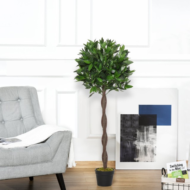 Outsunny Σετ 2 ψεύτικα φυτά δάφνης σε γλάστρα ύψους 120 cm για εσωτερικούς και εξωτερικούς χώρους 844-364
